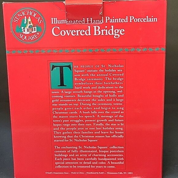 St Nicholas Square Covered Bridge Christmas Village House Porcelain - Picture 8 of 8